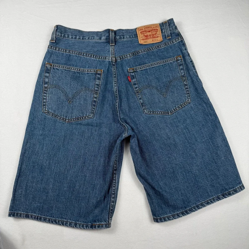 Levis 569 Loose Fit Denim Shorts Size 32 Blue Y2K Skater Baggy Jorts